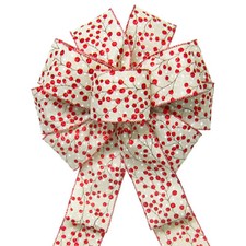 Wired Red Glitter Berries Christmas Wreath Bows - Rustic Berry Bows for Wreaths
