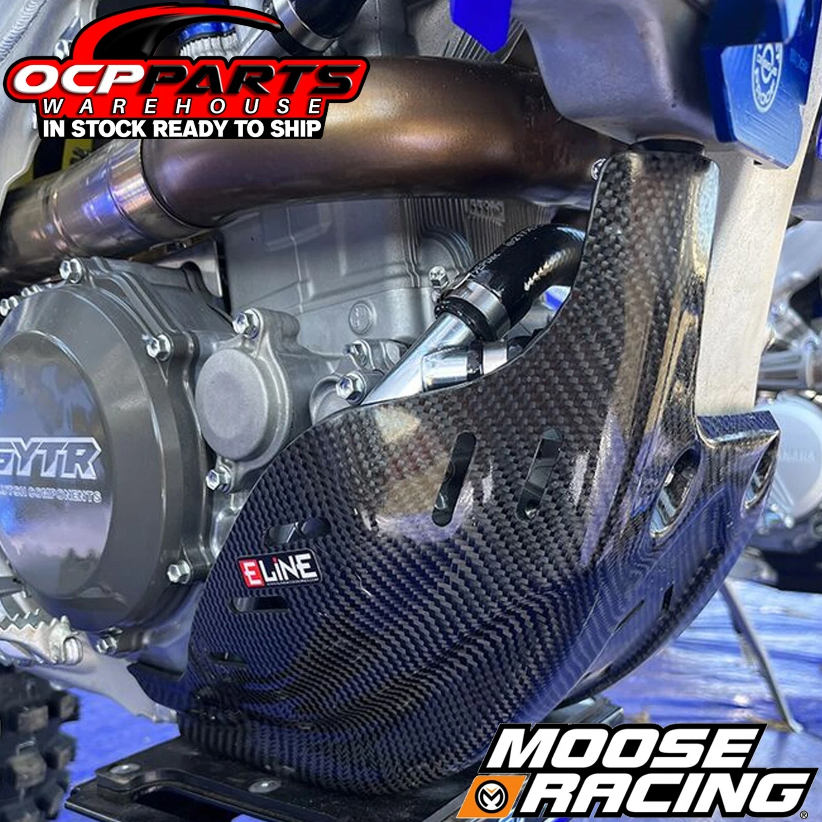MOOSE RACING ELine チャンバーガード KTMハスクYZ250 NEW MOOSE RACING CARBON FIBER SKID PLATE 2023-2024 YAMAHA YZ 250
