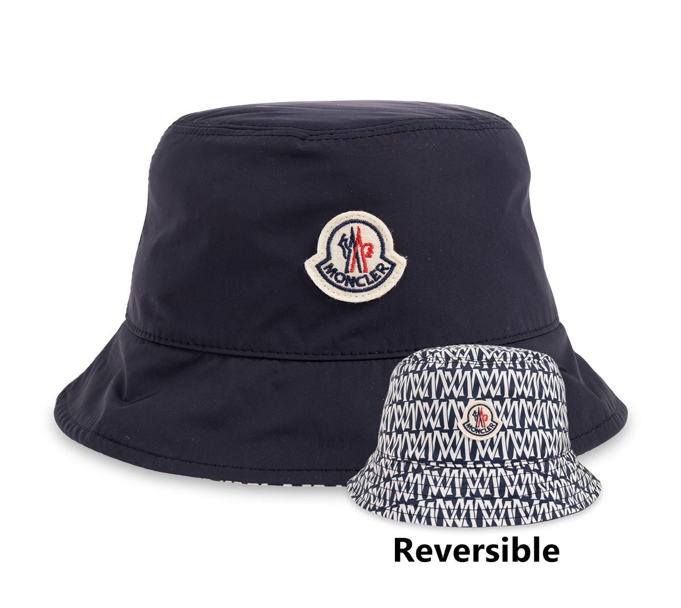 10 Migliori Cappelli Moncler Uomo per Stile e Comfort 38 Cappello uomo Moncler blu navy reversibile monogramma secchiello medio nuovo con etichette prezzo consigliato £ 320
