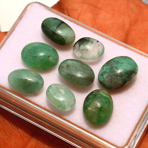 8 Pcs Natural Zambian Emerald Untreated 10mm-13mm Oval Cabochon Loose Gemstones - Picture 4 of 16