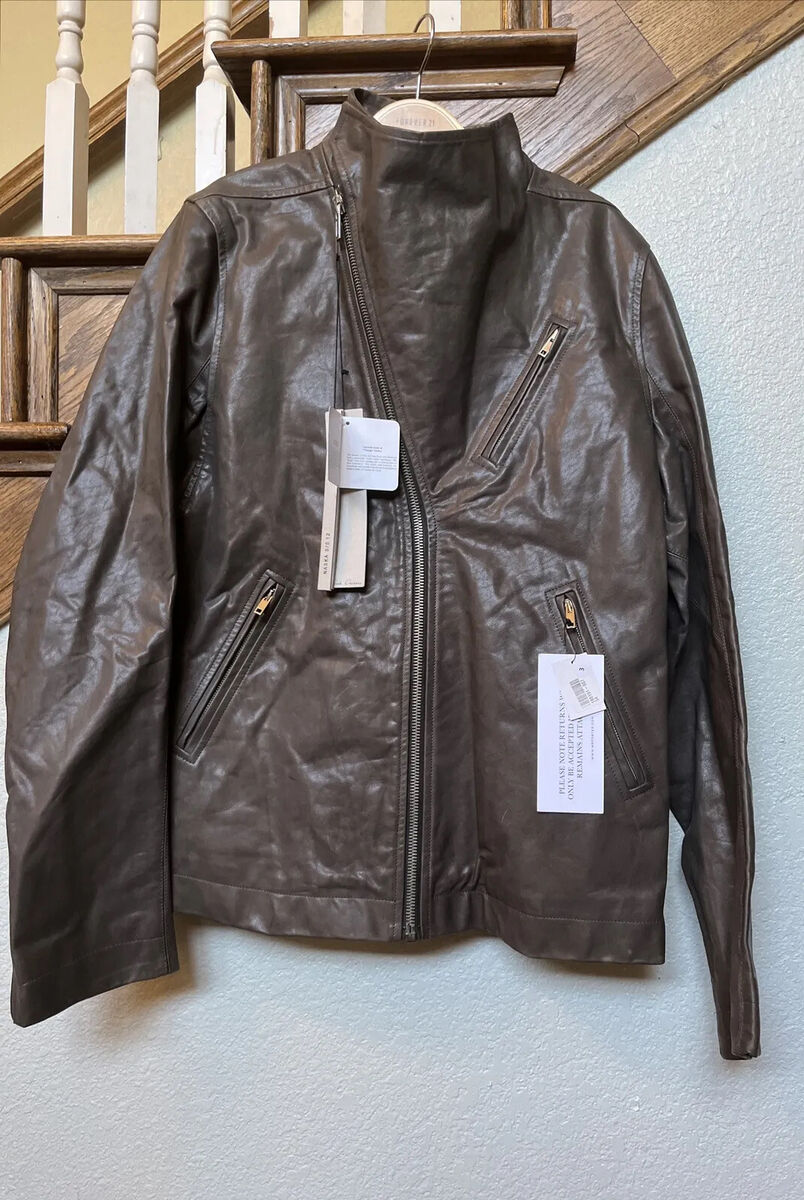 RICK OWENS Green Distressed Calf Leather MOTO BIKER Jacket RICK OWENS Green Distressed Calf Leather MOTO BIKER Jacket