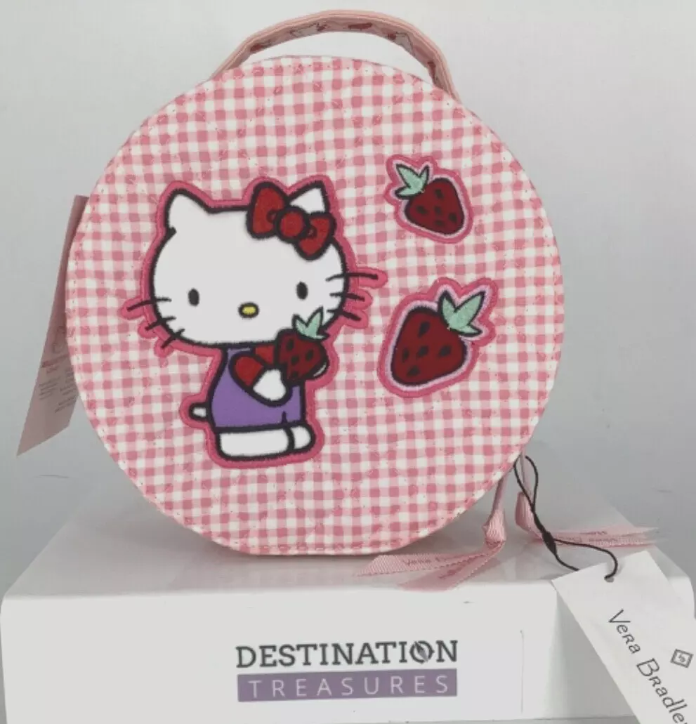 Vera Bradley X Hello Kitty 2023 Round Cosmetic Case Gingham NWT