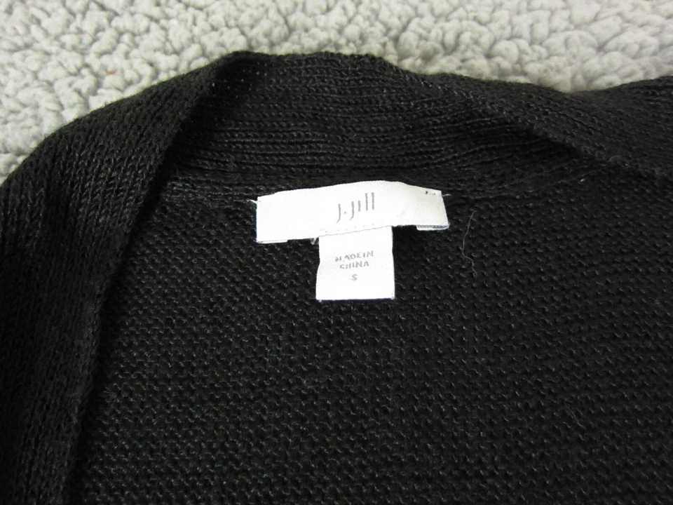 J Jill Cardigan Womens Small Black Sweater Linen Viscose Blend Summer Open - Image 3 of 4