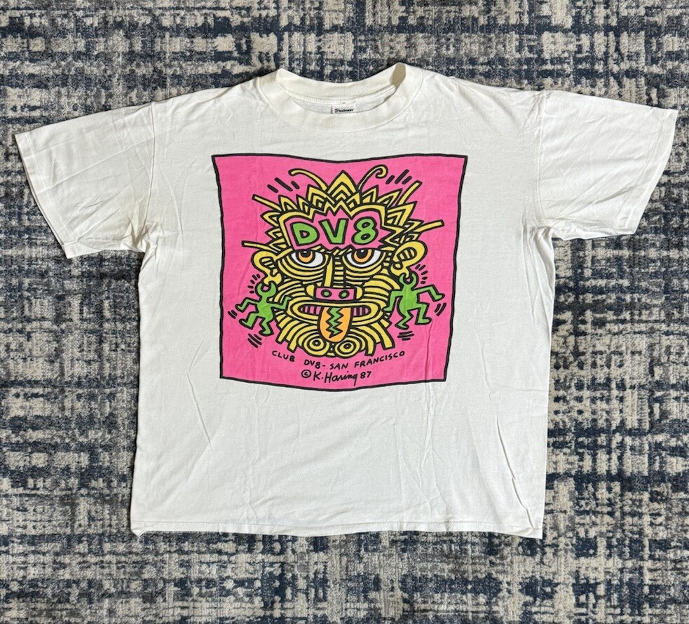 Vintage 1987 Keith Haring Club DV8 San Francisco T Shirt L Andy 