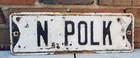 Vintage Street Sign POLK Gas Oil  Embossed Metal Road Sign  18" X 6"