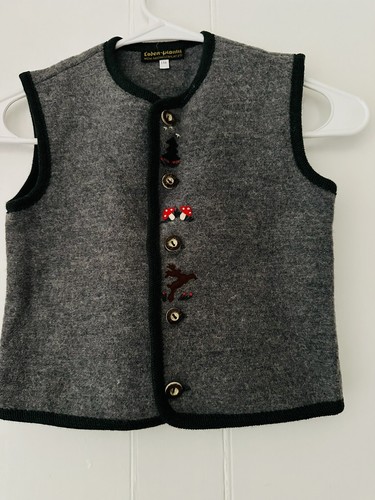 MINT Loden Plankl Embroidered Wool Traditional Vest Youth Kids 6 AUSTRIA - Picture 2 of 5