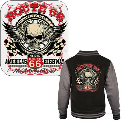 classic american Biker Jacke Auto Motorrad Tradition USA Slogan Skull *4074X