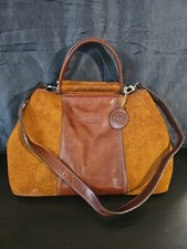 Vintage Los Robles Polo Time Leather In Cognac Brown Handbag Made In Argentina