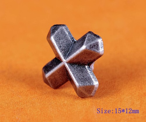 30pc 15*12MM DIY SOLID SILVER CROSS BUTTON CONCHO STUD RIVET LEATHER CRAFT BIKER - Picture 2 of 10