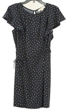 Loft Women s Dress 4 Navy Blue Floral A Line Belted Stretch Flutter Sleeve