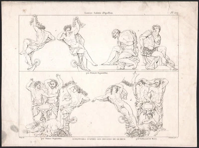 1830 Gravure palais du louvre galerie d'apollon Mythologie - Photo 1/2