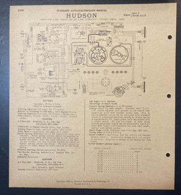 1948 Hudson 483 493 Super &484 494 Commodore Auto Electrical Schematic
