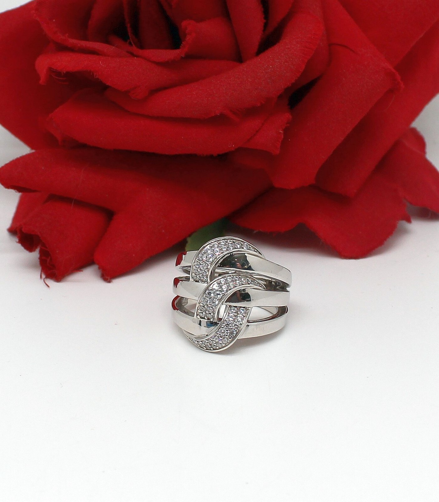 Sterling Silver JTV Sparkling CZ Ring Size 9 12.09g NWOT Supports Cat Rescue