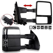 For 08-16 Ford F250 Super Duty Chrome Power Heated Signal Towing Mirrors Pair For 08-16 Ford F250 Super Duty Chrome Power Heated Signal Towing Mirrors Pair