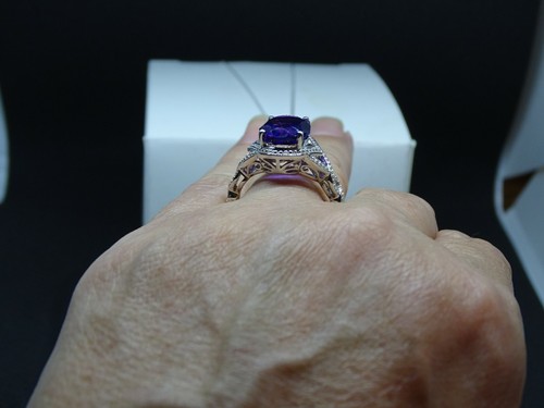 Lusaka Amethyst 2 pcs Set Platinum Over 925 SS Ring Size 10 & 20" chain TGW 8.44 - Picture 10 of 10