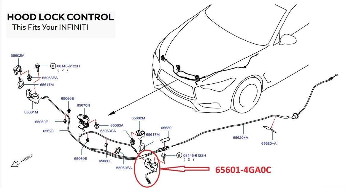 NEW OEM INFINITI Q50 Q60 !CHECK YEAR! Hood Latch LEFT 65601-4GA0C