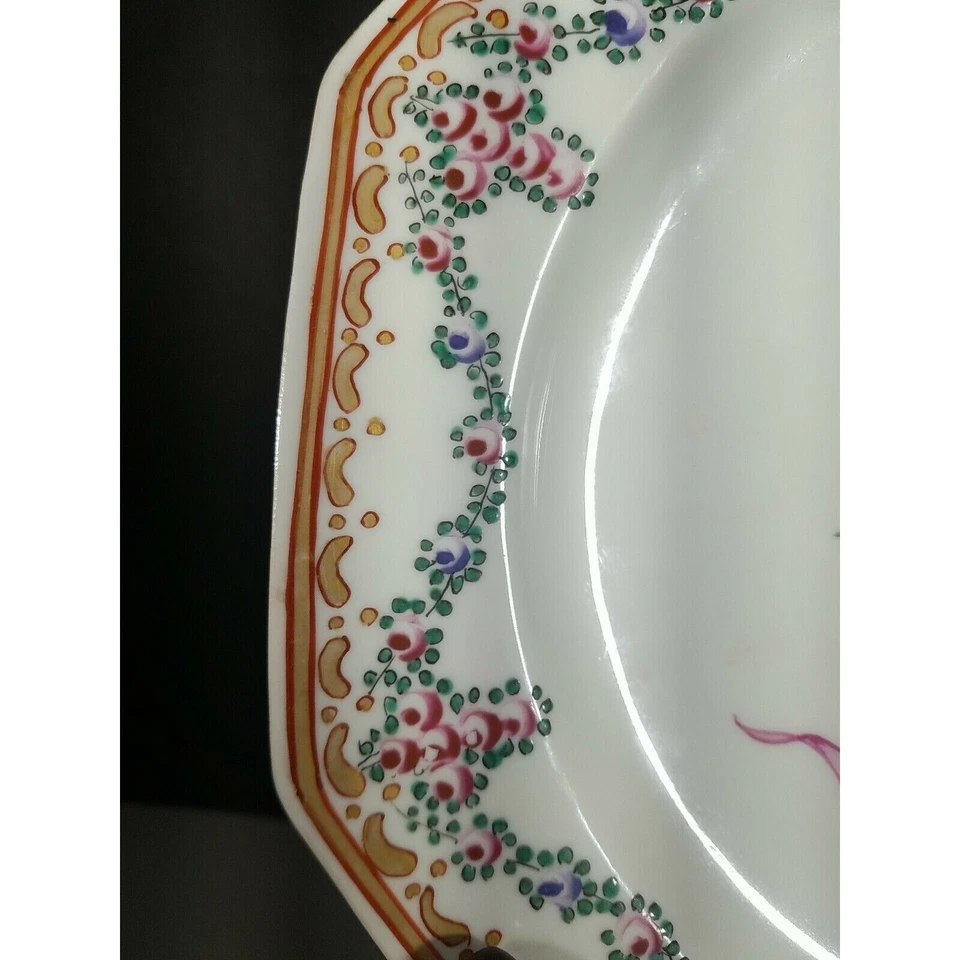 Антикварная китайская экспортная гербовая пластина, диаметр 9 дюймов 18 века, костяной фарфор - Изображение 2 из 4