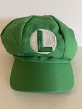 Luigi Gorra Sombrero Verde Disfraz Mario Brothers 1 Talla Cosplay Elástico Bordado