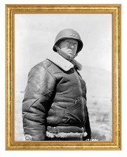 General George Patton Photograph in a Aged Gold Frame