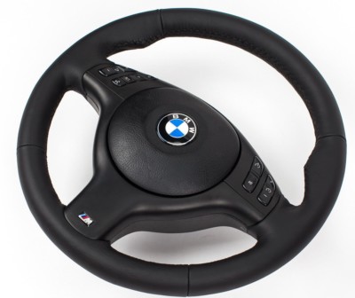 Lederlenkrad für BMW E39 E46 Lenkrad mit Blende Multif - Glat  AIRBAG