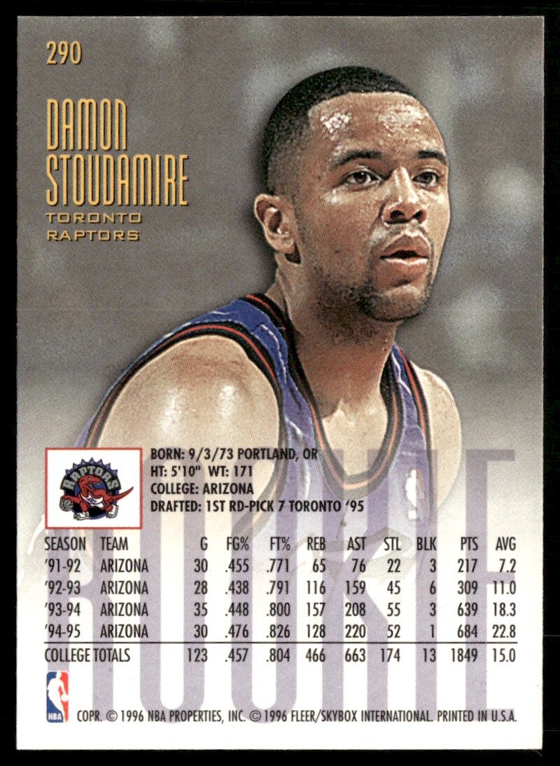 Damon Stoudamire 1995-96 Ultra #290 - Toronto Raptors | eBay