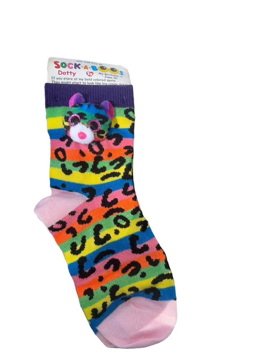 TY Beanie Baby Dotty the Leopard Fashion Kids Sock-A-Boos (1 size
