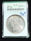 1889 MORGAN DOLLAR DOUBLE EAR ANACS AU 58