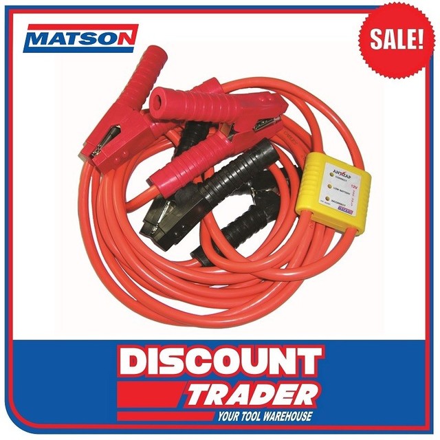 Matson Heavy Duty 600A 25mm 4m A/Z Jumper Leads AntiZap 12V/24V