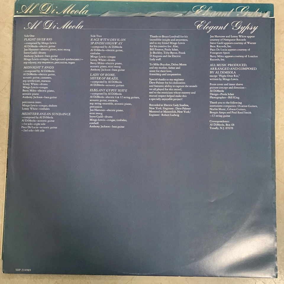 Al Di Meola: Elegant Gypsy (Vinyl, 1977 AUS, LP, EX) - SBP 234989 - Image 3 of 4