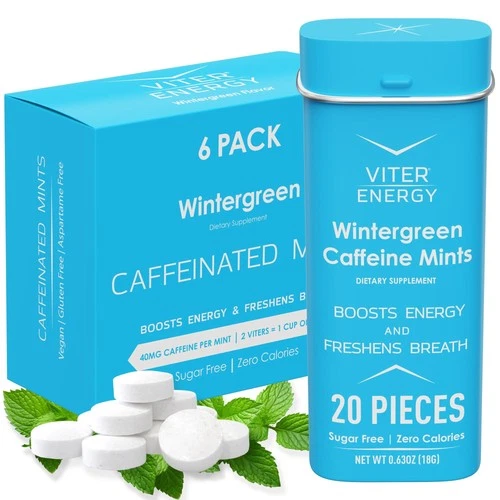 Viter Energy Caffeinated Mints 40mg Caffeine, B Vitamins, Sugar Free. Winter...