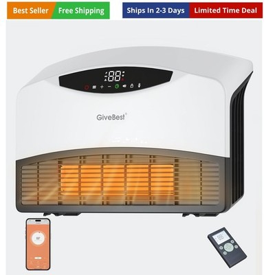 Smart Wall Heater, 1500W Electric PTC Space Heaters for Indoor Use, Adjustabl...