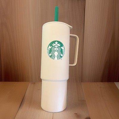 Starbucks Miir 32oz Insulated Tumbler Handle Straw Cream White Collectable NWT