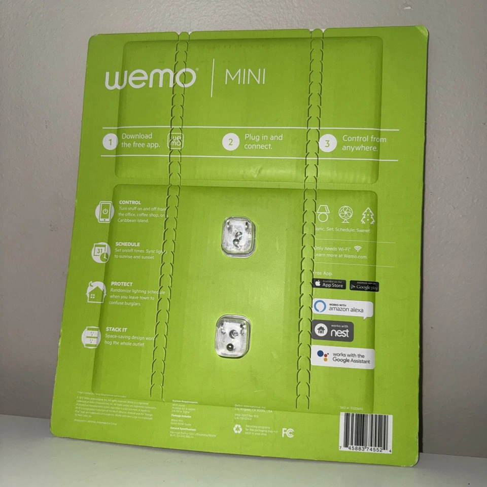 Wemo Smart Plug 2-pack WI-FI Work w/Alexa Google Assistant Nest + NEW Sealed - Image 2 of 2