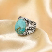 Solid-925 Sterling Silver Natural Turquoise Gemstone Unique Beautiful Men's Ring