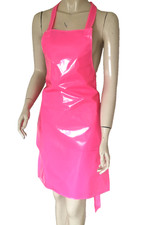 PVC Apron Sissy Overall Shiny Hot Pink Plastic Unisex Pinny Pinnie Coverall