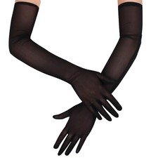 Mesh Gloves Long Gloves Women Formal Sheer Tulle Glove Themed Party Opera Black
