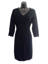 My Michelle Little Black Dress size L Stretch Knit V Neck Sweater Bodycon