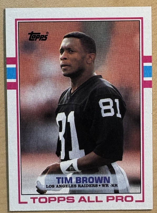 Tim Brown 1989 Topps Rookie Card #265, NM-MT, Los Angeles Raiders