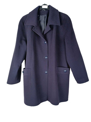 Vintage Kevella Womens Wool Cashmere Blend Coat UK 14 Navy Lightweight