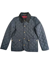 GANT Woodford Quilted Jacket Mens Large Corduroy Collar Snap Navy Blue VGC