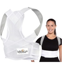 LyfeFocus S1 Premium Breathable Back Posture Corrector Unisex White New Large