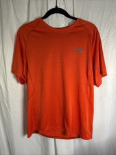The North Face Shirt Mens Medium Orange Flashdry Performance Shirt Gray Logo