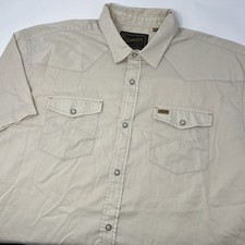 Howler Bros H Bar B Snapshirt Mens XL Riverbed Oxford Beige Short Sleeve Western