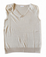 LASCANA Damen Pullunder beige V-Ausschnitt Fe...