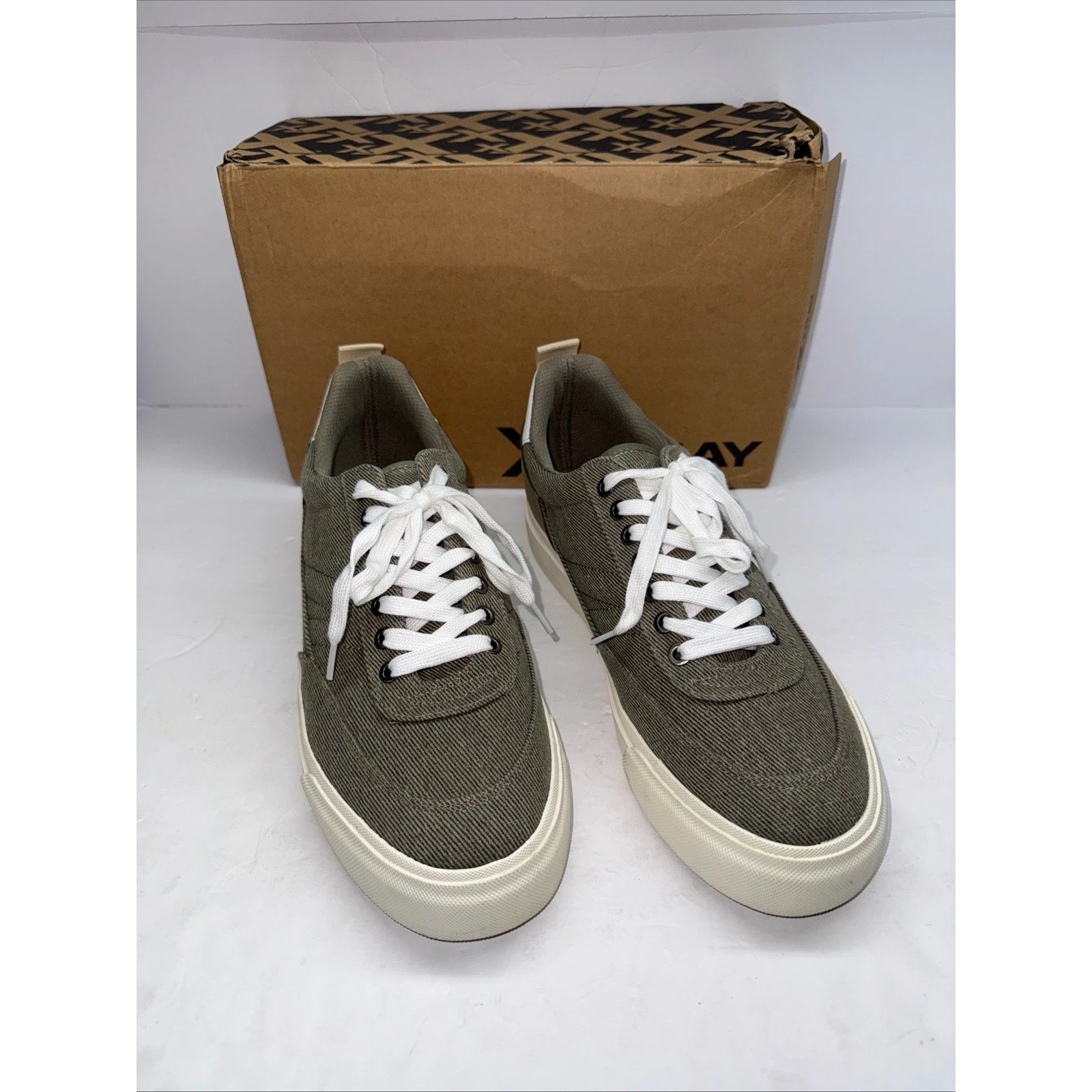 XRAY Mens Low Top Twill Sneakers Olive Green Lace Up Casual Shoes Size 12