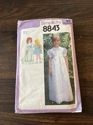 Simplicity Vintage 1978 Pattern No 8843 Childs Flower Girl Dress Size 4 Cut