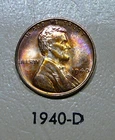 1940-D  Lincoln Cent - Vividly Toned Unc / Uncirculated (AO1)