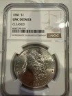1886 MORGAN SILVER DOLLAR NGC UNC DETAILS Cleaned Great Example Coin