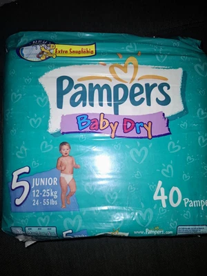 Vintage Pampers Baby Dry Einwegwindeln Größe 5 Junior 40 Stück aus Jahre 2002 - Bild 1 von 4