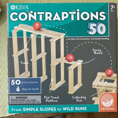 STEM Building Blocks Contraptions 50 piece Wood Plank Set Mindware Keva